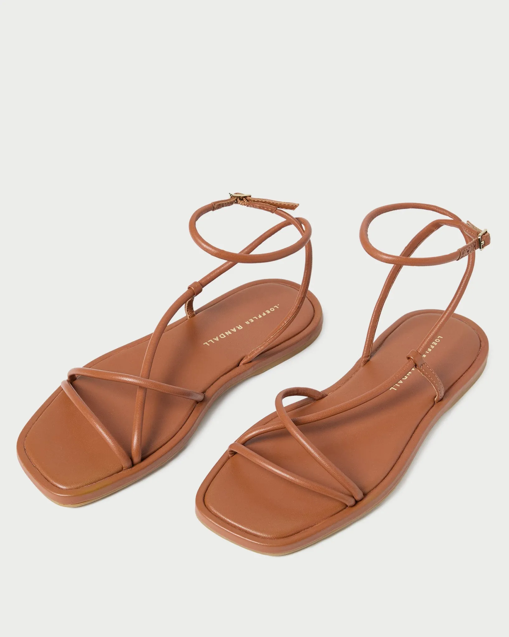 Sale Loeffler Randall Noor Leather Flat Sandal Timber