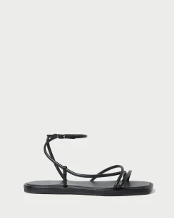 Sale Loeffler Randall Noor Leather Flat Sandal Timber