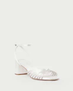 New Loeffler Randall Olivia Knot Mid-Heel Sandal Cream