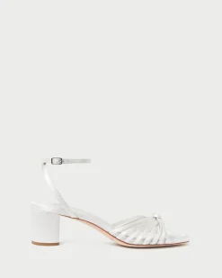 New Loeffler Randall Olivia Knot Mid-Heel Sandal Cream