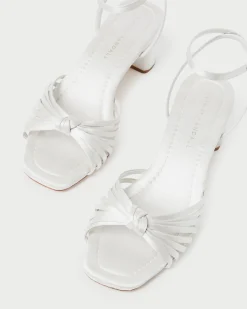 New Loeffler Randall Olivia Knot Mid-Heel Sandal Cream