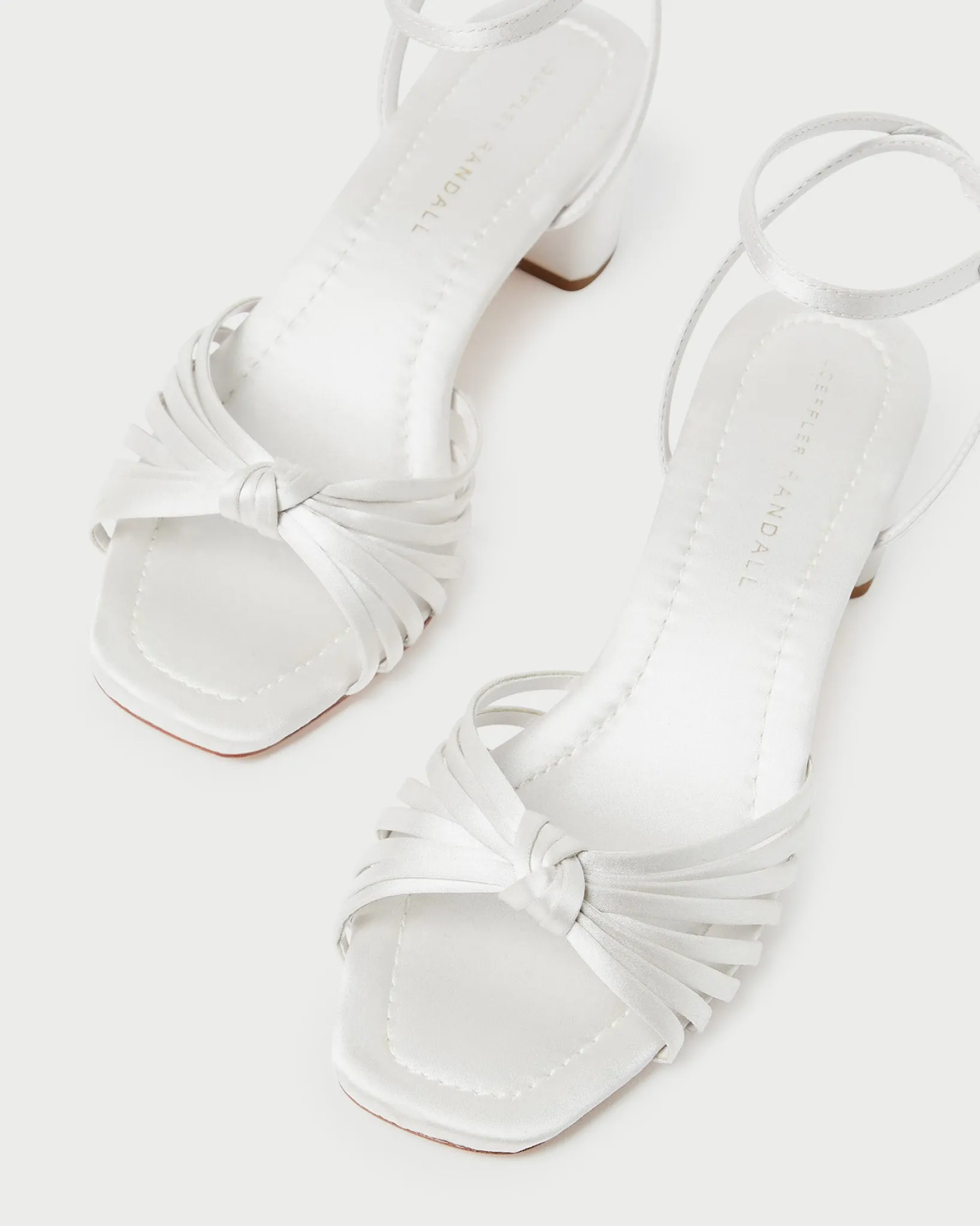 New Loeffler Randall Olivia Knot Mid-Heel Sandal Cream