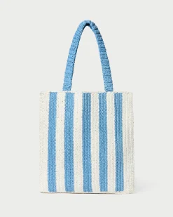 Best Loeffler Randall Orion Blue/White Raffia Tote Light Blue/White Stripe