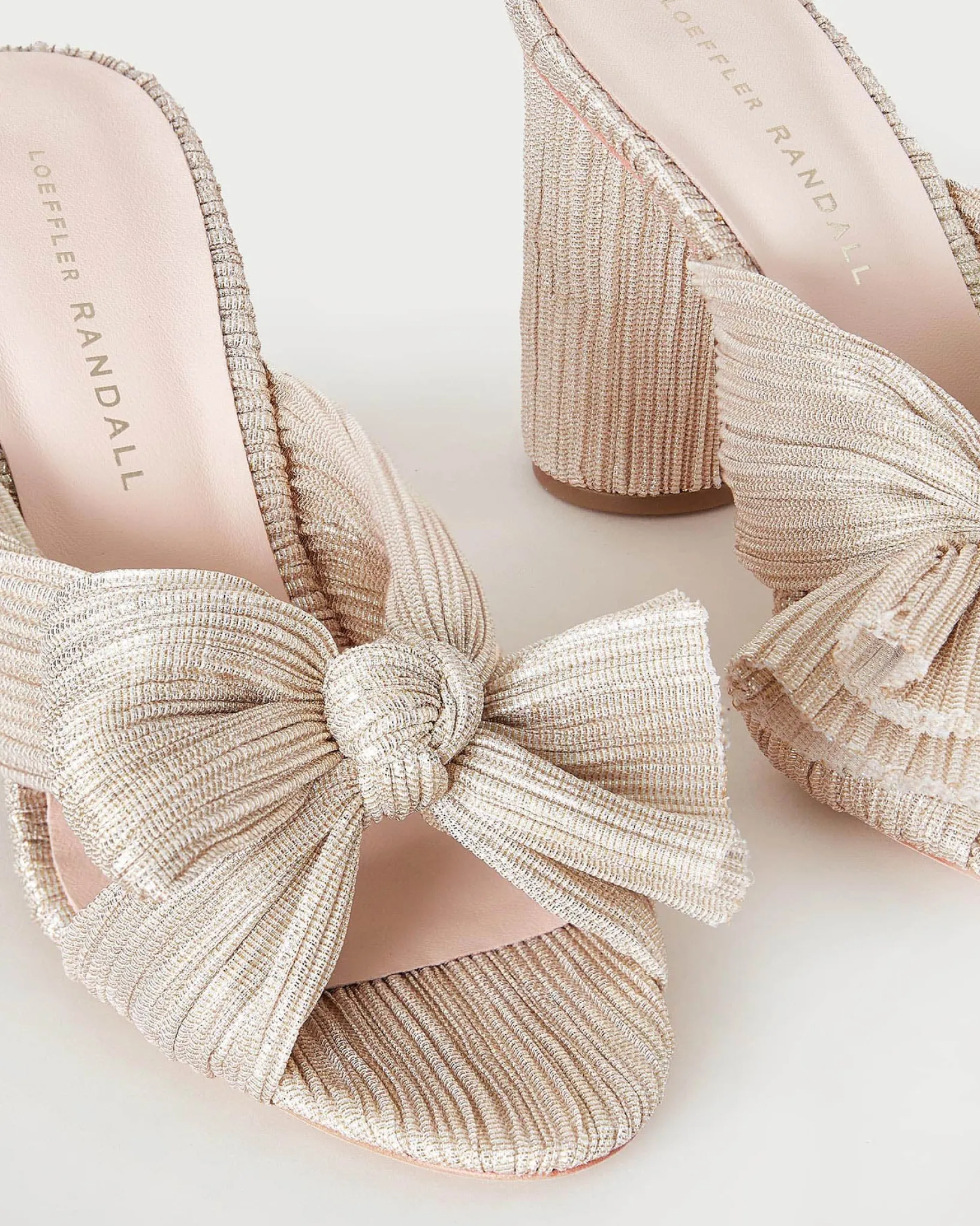 Discount Loeffler Randall Penny Pleated Bow Heel Champagne