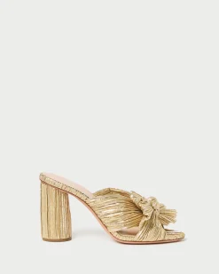 Clearance Loeffler Randall Penny Pleated Bow Heel Gold