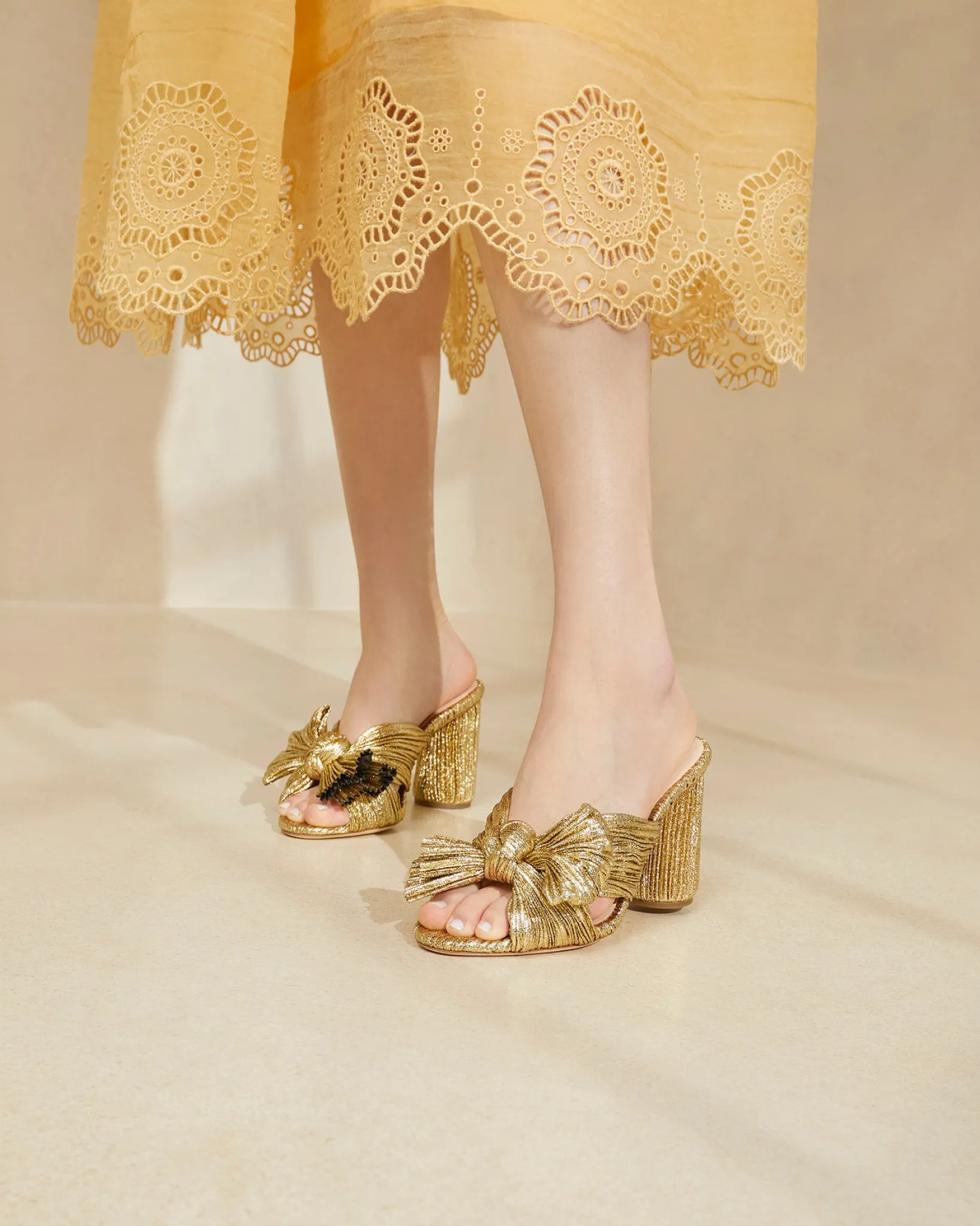 Discount Loeffler Randall Penny Pleated Bow Heel Pearl