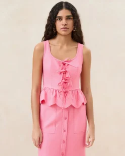 Sale Loeffler Randall Pilar Ruffle Top Watermelon
