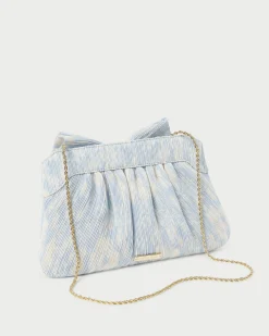 Sale Loeffler Randall Rayne Blue Floral Bow Clutch Dusty Blue Floral