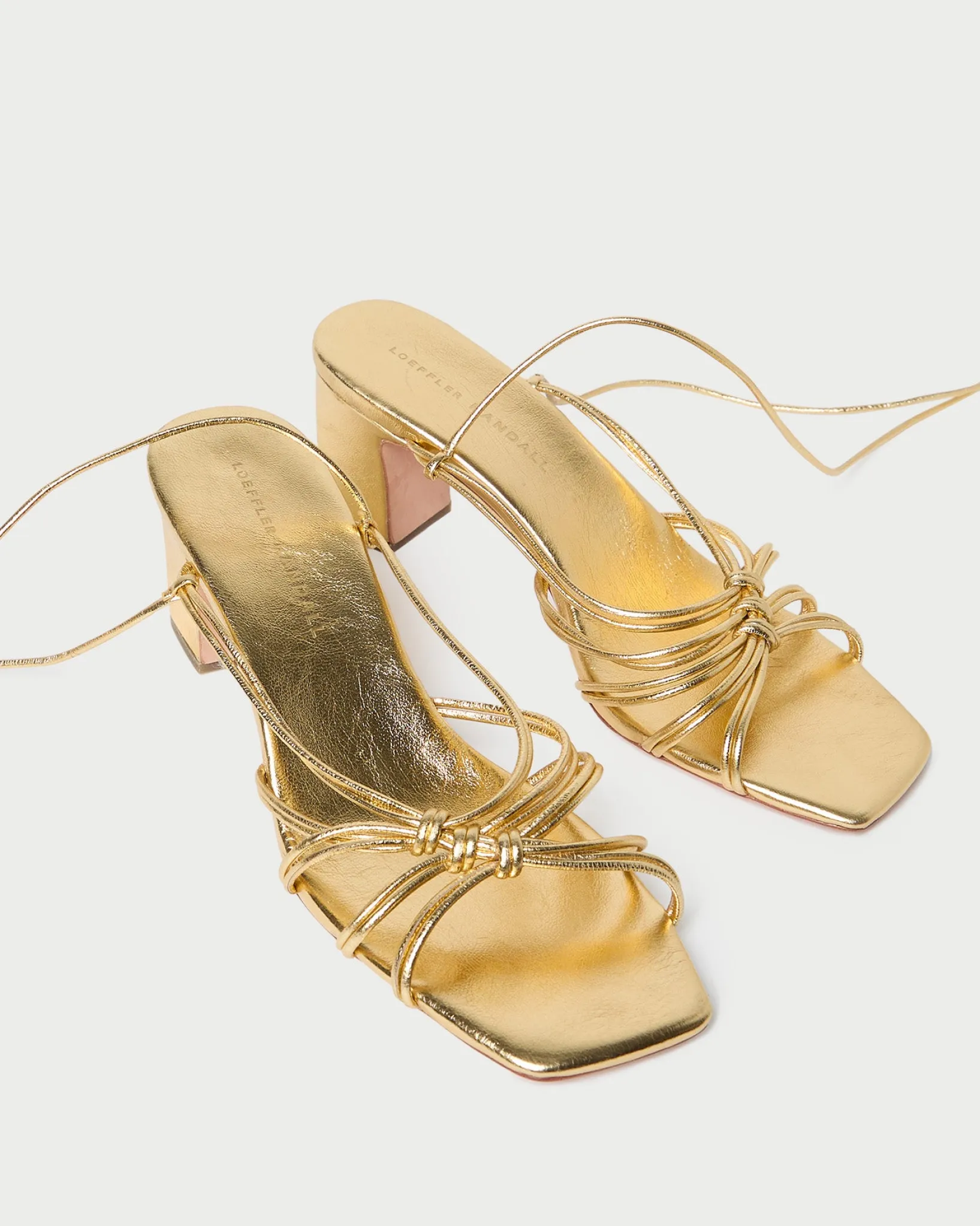 Loeffler Randall Ryder Leather Heeled Sandal Gold