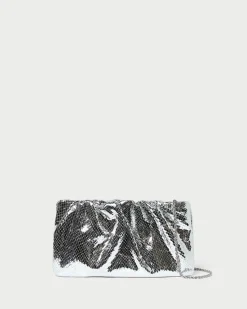 Loeffler Randall Serena Silver Gathered Leather Clutch Silver />