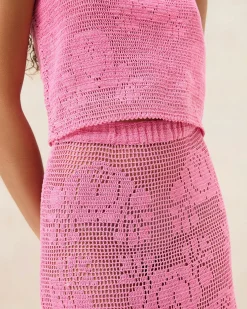 New Loeffler Randall Sullivan Rose Crochet Skirt Rose />