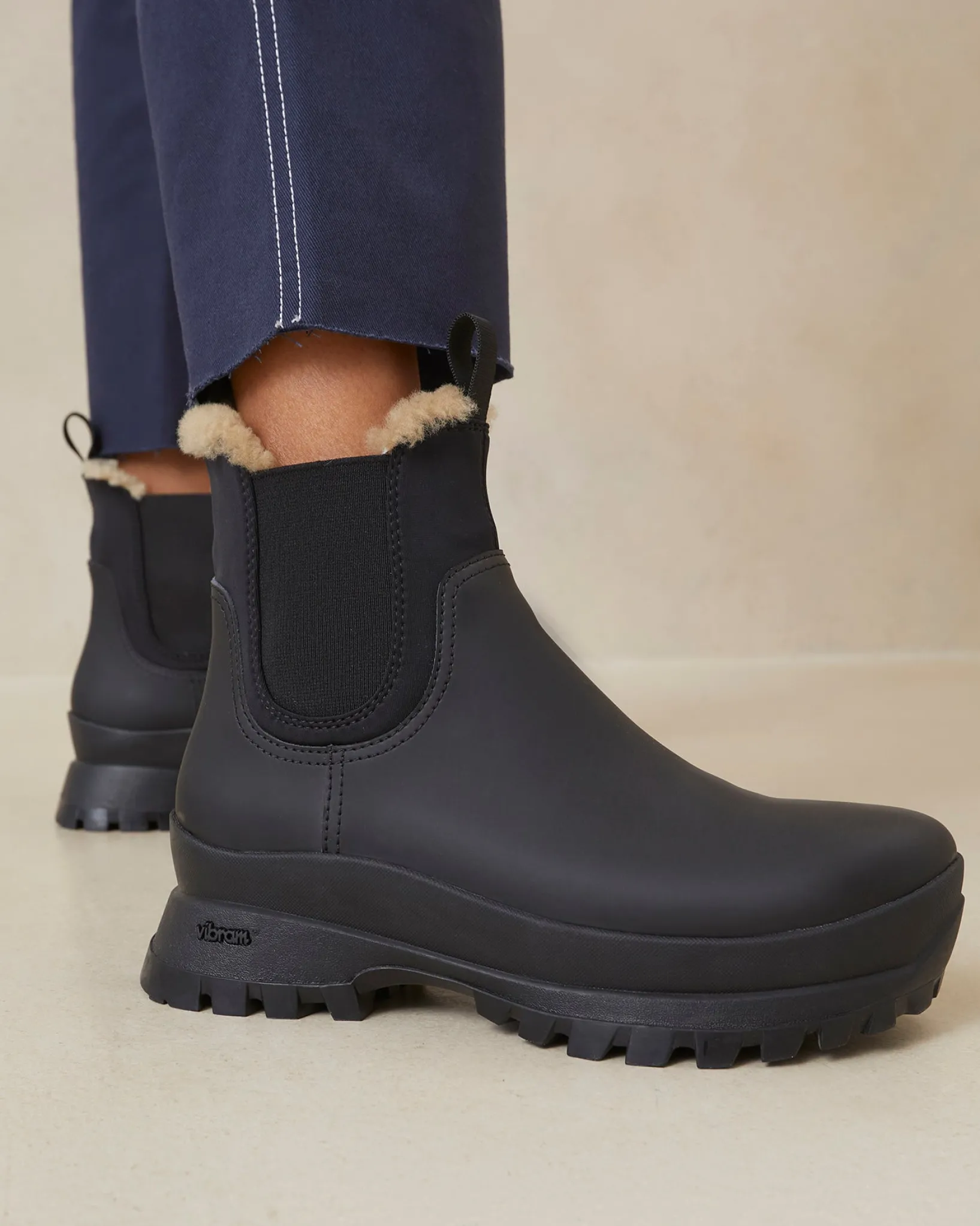 Sale Loeffler Randall Tara Black Shearling-Lined Boot Black/Cream />