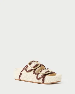Discount Loeffler Randall Theo Cream Raffia Footbed Sandal Brown/Cream