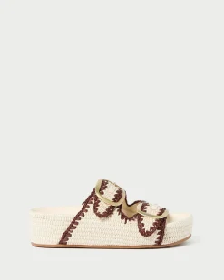 Discount Loeffler Randall Theo Cream Raffia Footbed Sandal Brown/Cream