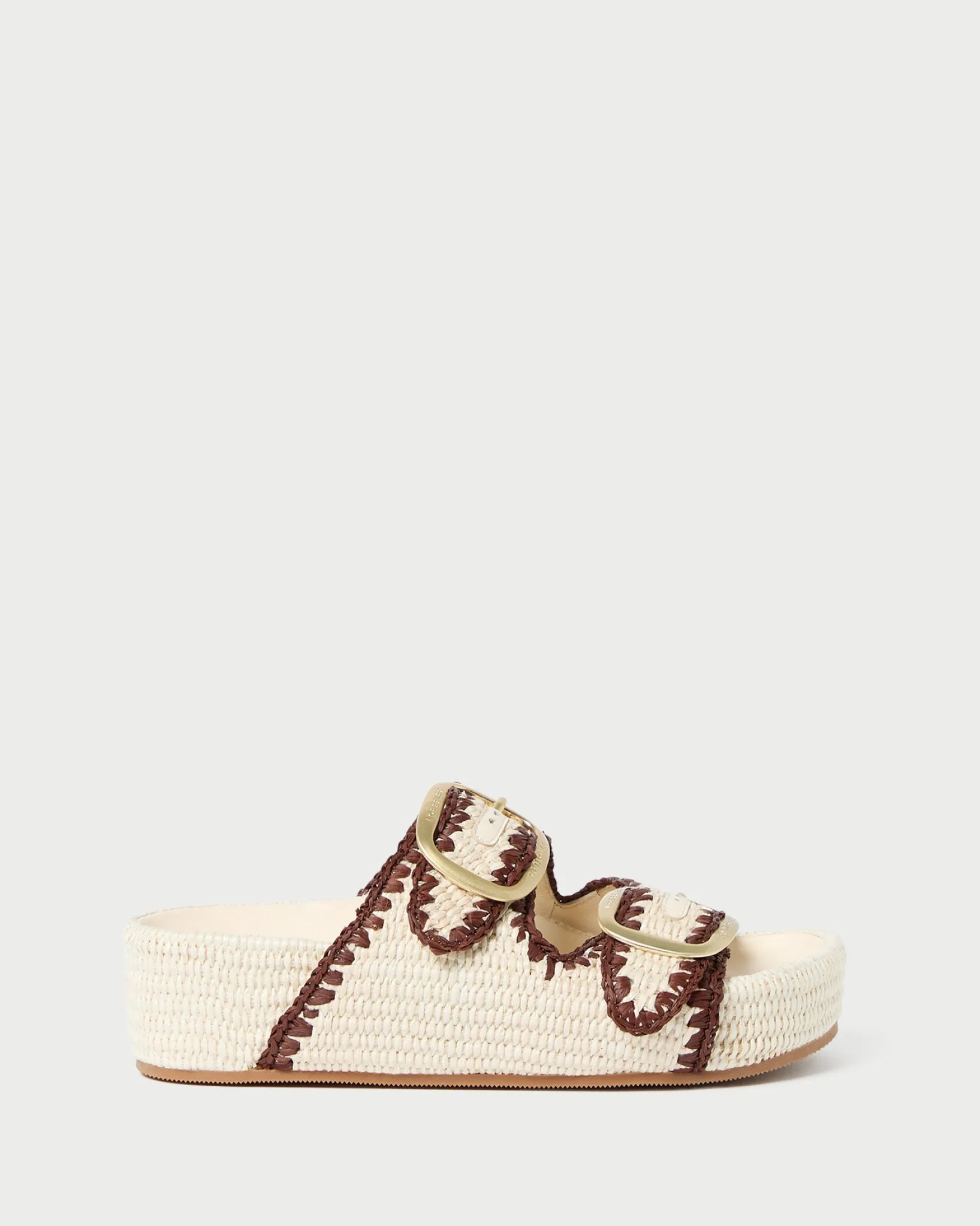 Discount Loeffler Randall Theo Cream Raffia Footbed Sandal Brown/Cream