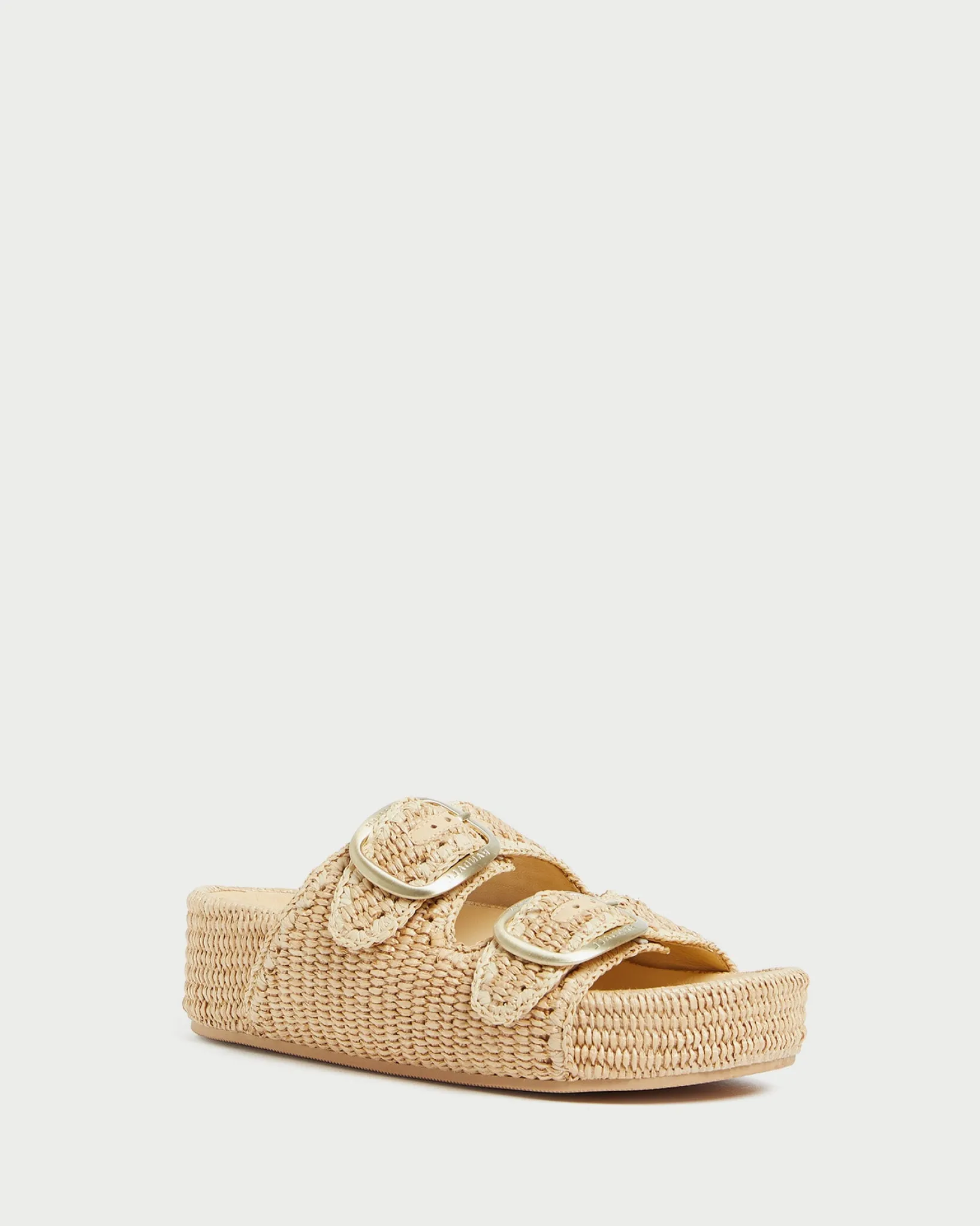 Discount Loeffler Randall Theo Cream Raffia Footbed Sandal Brown/Cream