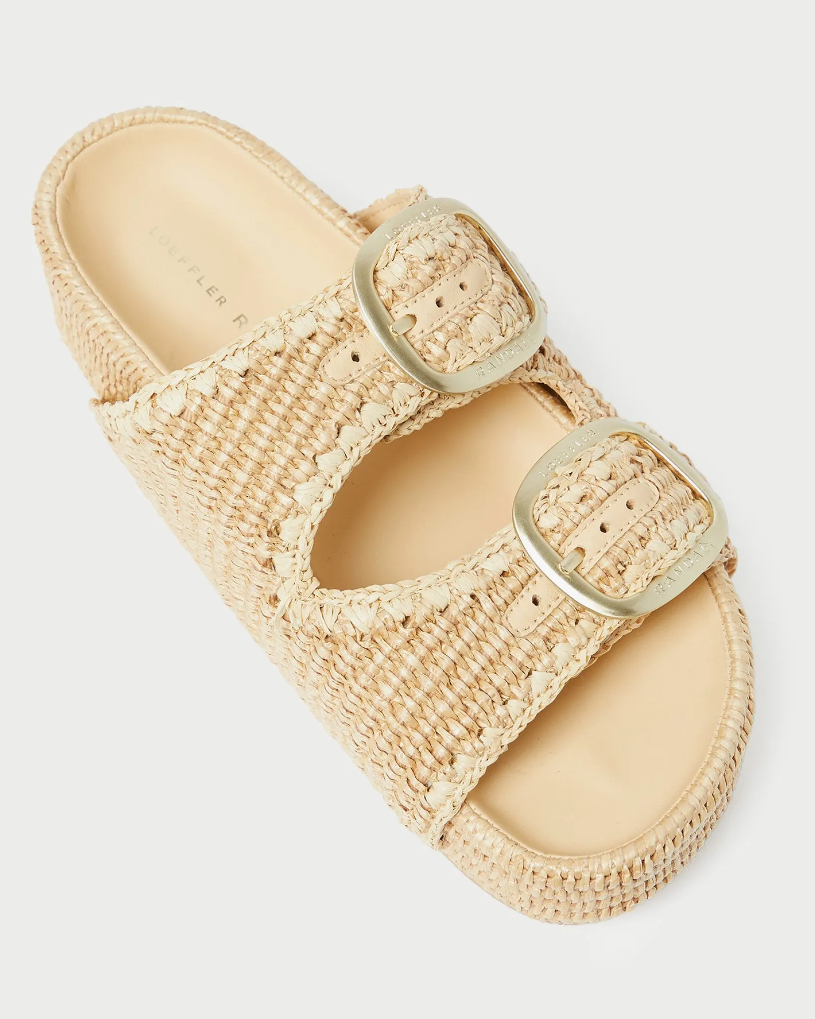 Discount Loeffler Randall Theo Cream Raffia Footbed Sandal Brown/Cream