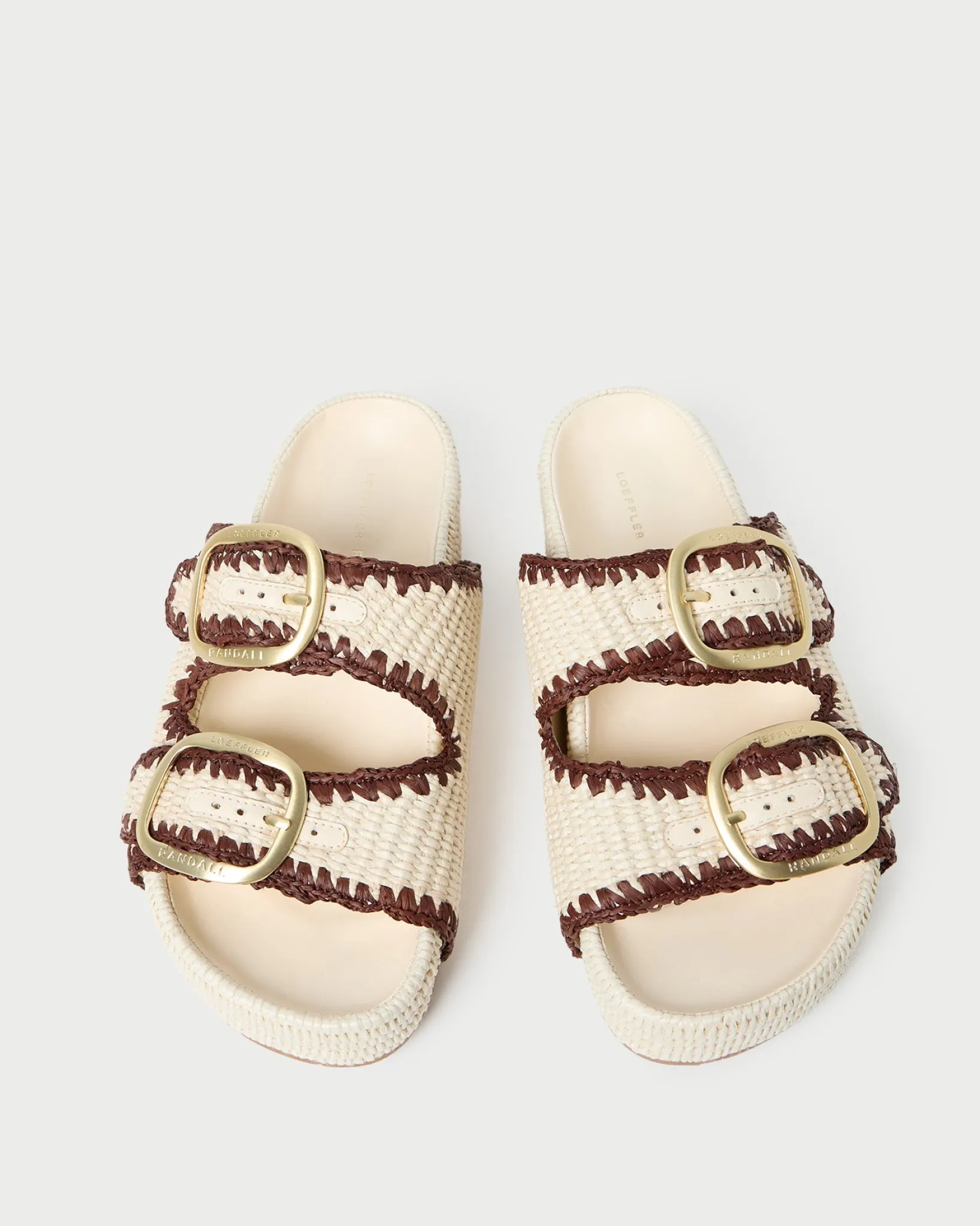 Discount Loeffler Randall Theo Cream Raffia Footbed Sandal Brown/Cream