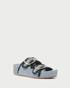 Discount Loeffler Randall Theo Cream Raffia Footbed Sandal Brown/Cream