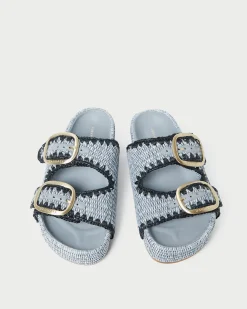 Discount Loeffler Randall Theo Cream Raffia Footbed Sandal Brown/Cream