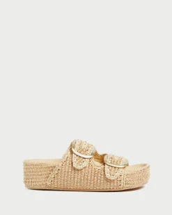 Discount Loeffler Randall Theo Natural Straw Footbed Sandal Natural/Natural