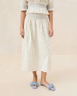 Sale Loeffler Randall Theodora Cream Floral Cinched Skirt Cream Multi