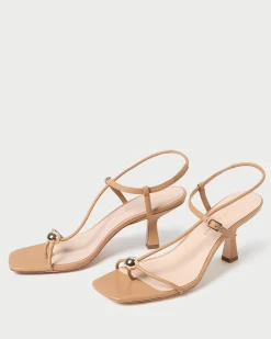 Loeffler Randall Triana Dune Leather Mid-Heel Sandal Dune /><noscript><img width=