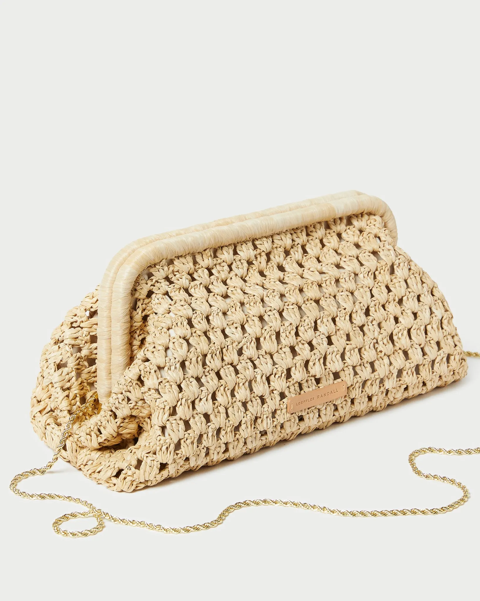 New Loeffler Randall Trudie Blue Crochet Frame Clutch Light Blue