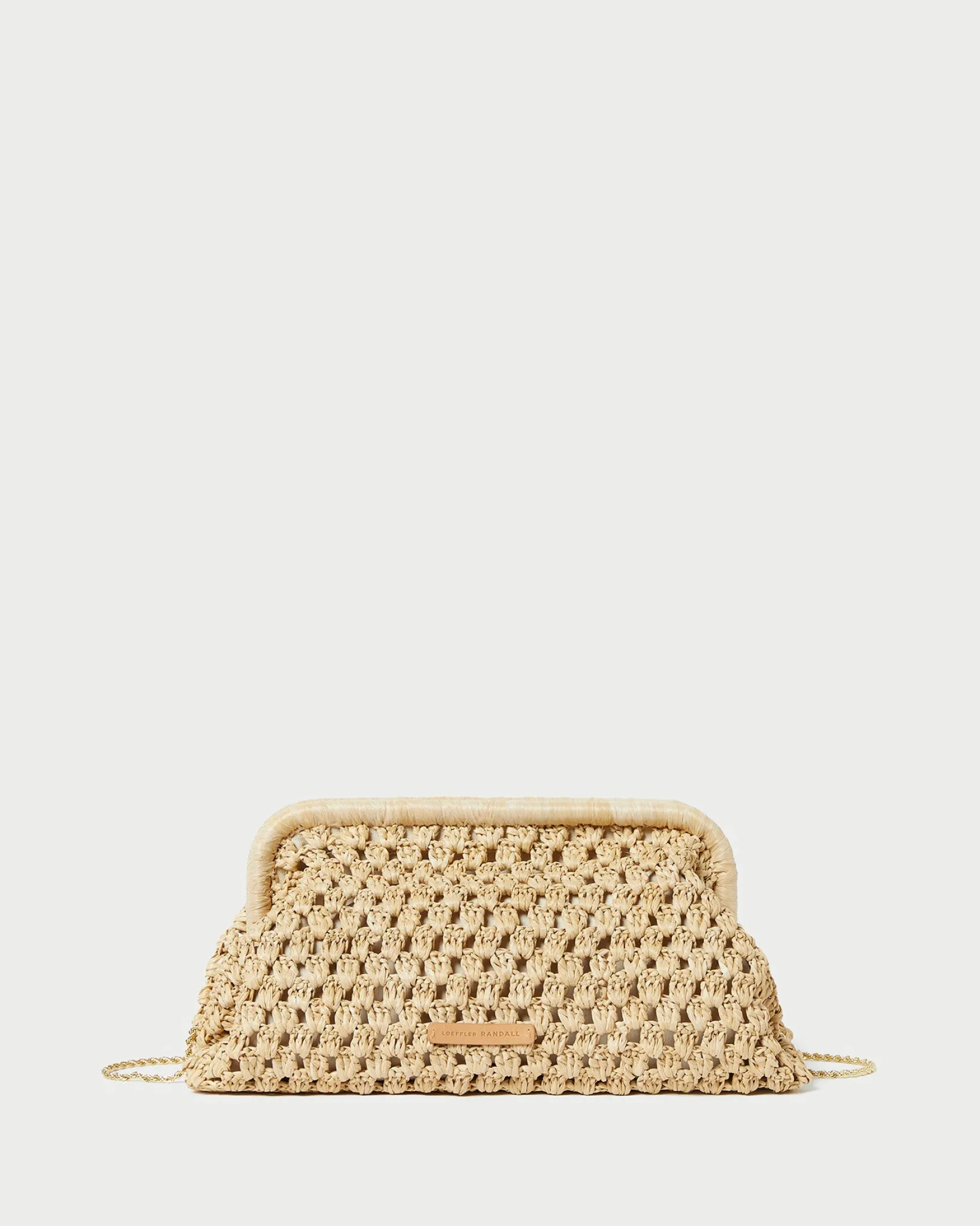 New Loeffler Randall Trudie Frame Clutch Natural