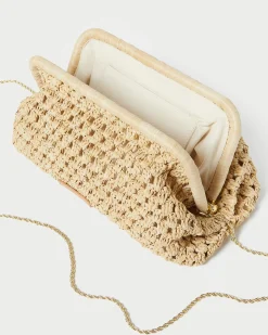 New Loeffler Randall Trudie Frame Clutch Natural