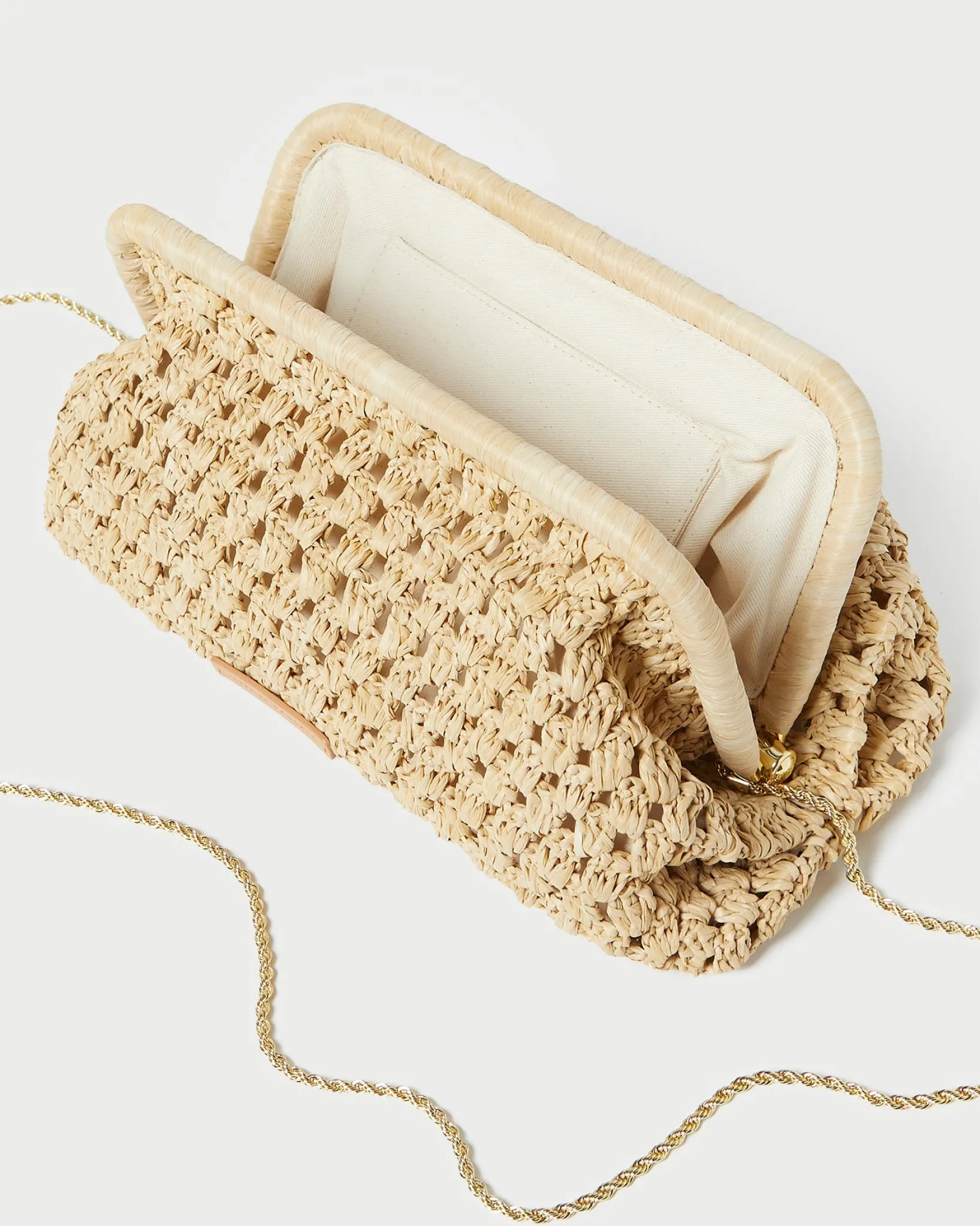 New Loeffler Randall Trudie Frame Clutch Natural