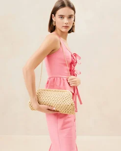 New Loeffler Randall Trudie Frame Clutch Natural