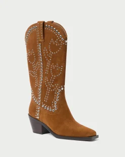 Hot Loeffler Randall Wilder Cacao Studded Suede Boot Cacao/Silver />
