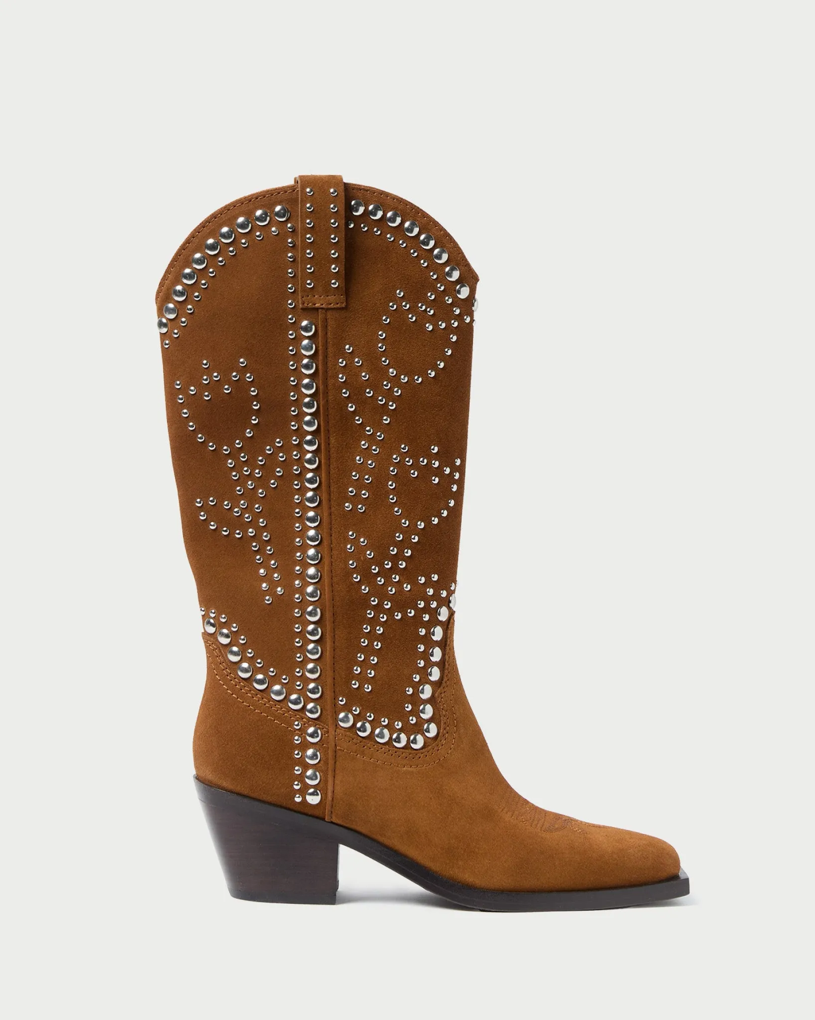 Hot Loeffler Randall Wilder Cacao Studded Suede Boot Cacao/Silver />