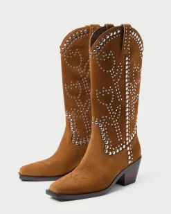 Hot Loeffler Randall Wilder Cacao Studded Suede Boot Cacao/Silver /><noscript><img width=