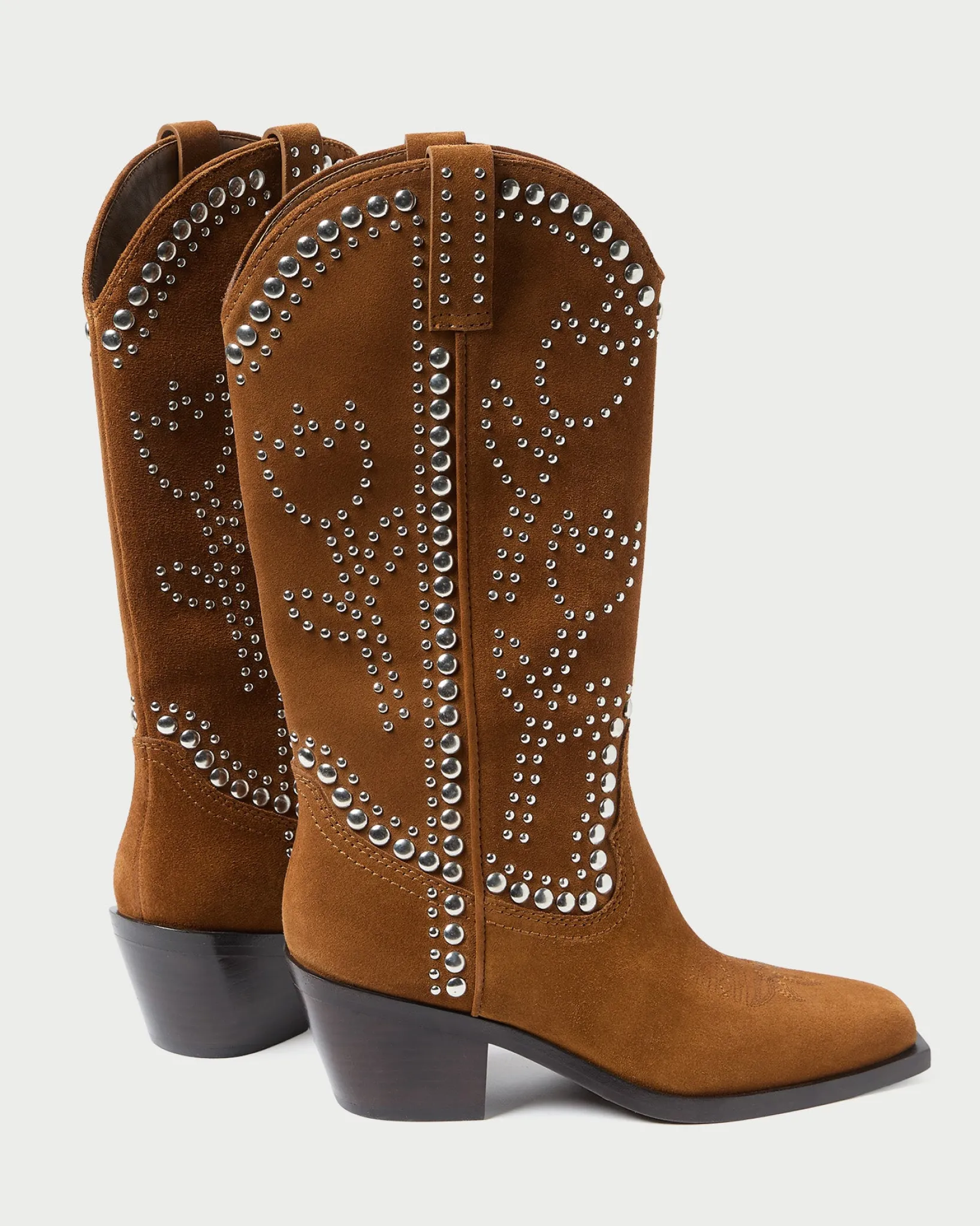 Hot Loeffler Randall Wilder Cacao Studded Suede Boot Cacao/Silver />