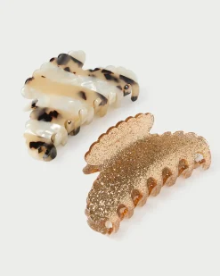 Best Loeffler Randall Yuri Champagne/Tortoise Clip Set Champagne Chunky Glitter/Tort Pearl Stripe />